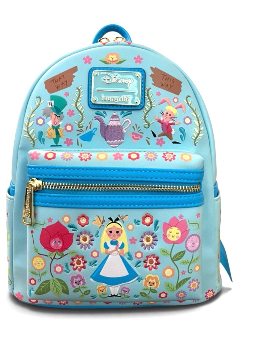 Loungefly Alice in Wonderland Floral Folk Art Mini Backpack Embroidered NWT